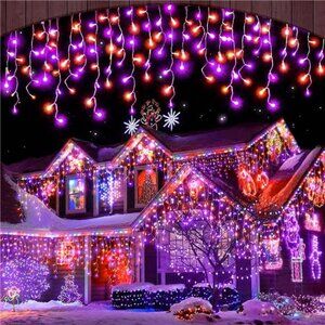 Halloween Icicle Lights Outdoor, 512 LED 46.5 FT 8 Lighting Modes